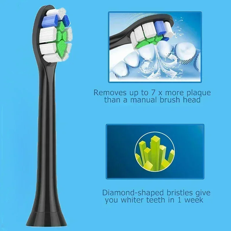 필립스 소닉케어 다이아몬드클린 HX9, HX3, HX6 시리즈와 호환되는 교체 브러시 헤드, 전동 칫솔 헤드, HX6064, 8 개