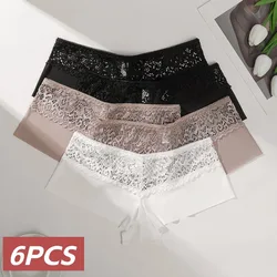 6 Pieces Women's Sexy Panties Lace Boxers Perpective Seamless Female Underwear Temptation Boyshorts Boxer for women Lingerie Hot