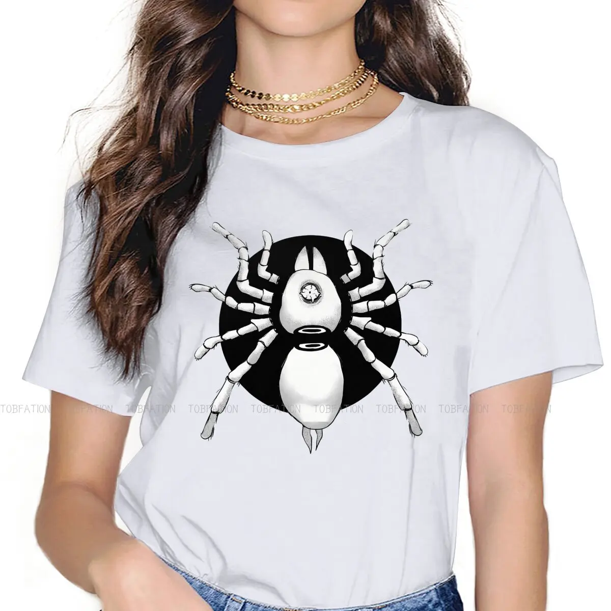 Cursed Newest TShirts Scary Spider Animal Girl Fabric 4XL T Shirt Round Neck