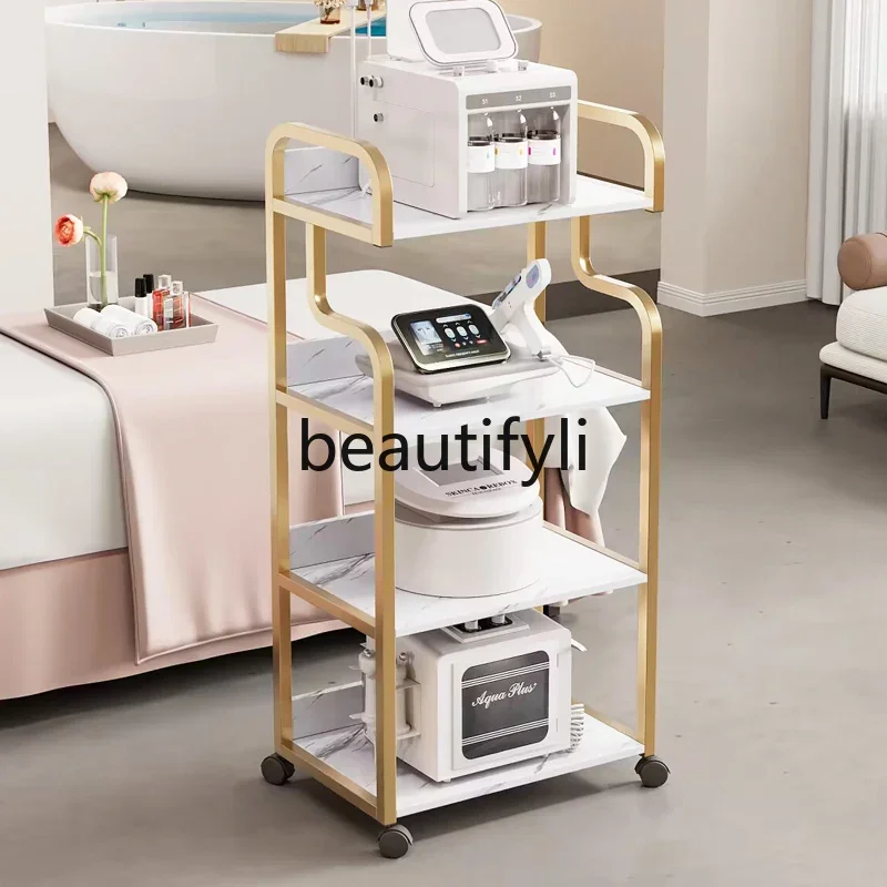 

SS trolley beauty instrument rack manicure storage trolley multi-functional movable tool cart