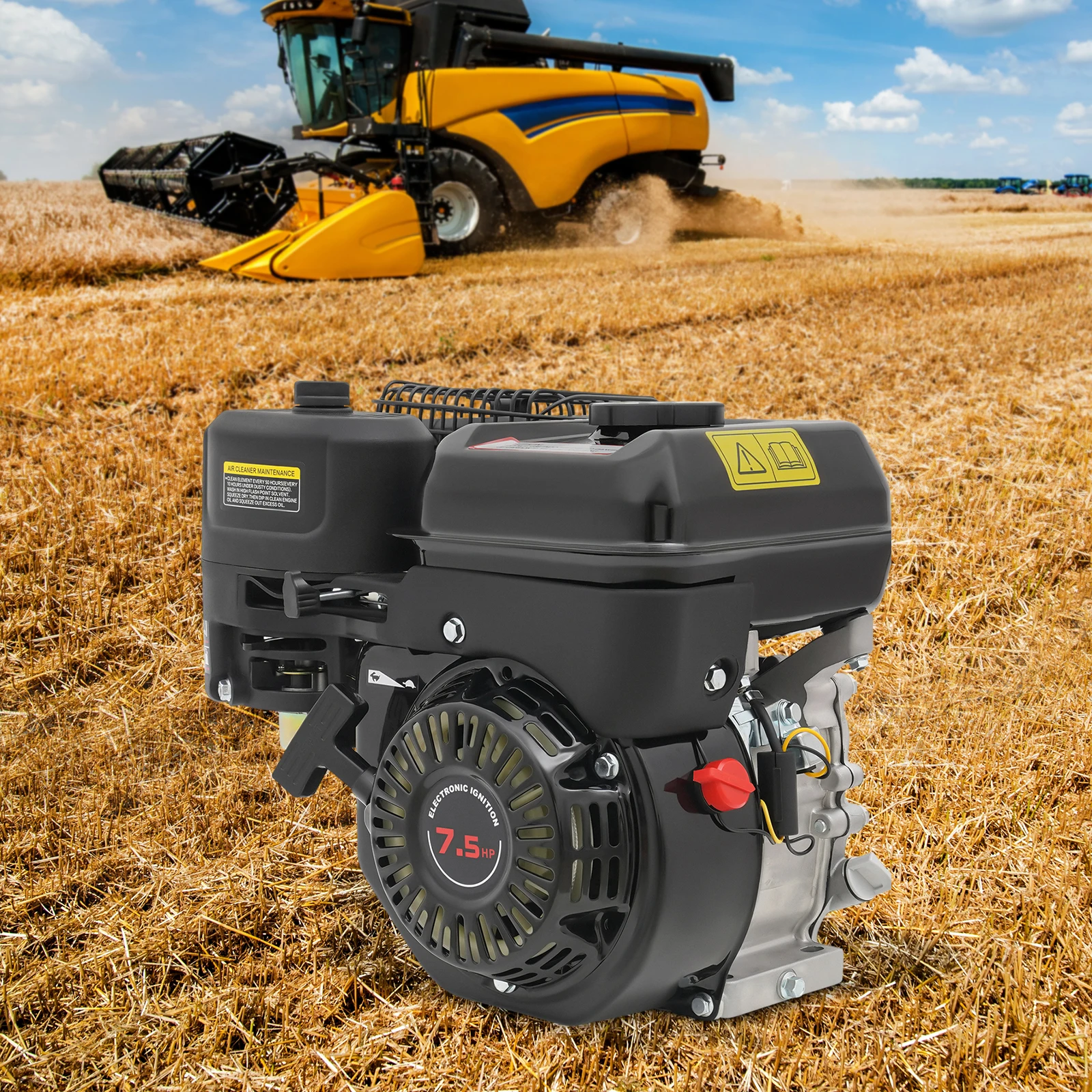 

7.5HP 4 Stroke Gasoline Engine, Horizontal Shaft Industrial Petrol Motor, for Generator Water Pump Pressure Washer Log Splitter