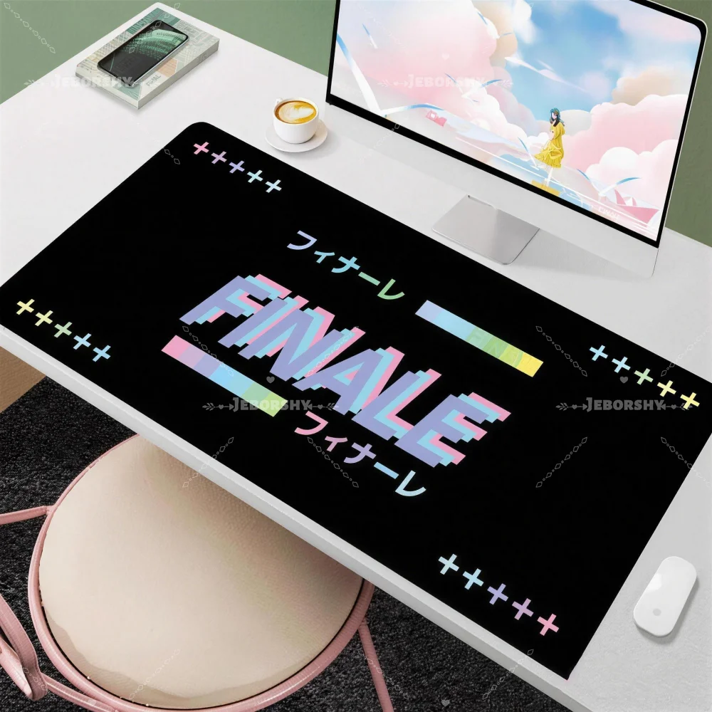 Glitch Final Text Mouse Pad XXL Cyberpunk Desk Mat Japanese Style Gaming Mousepad Non-Slip Rubber Large Keyboard Pad