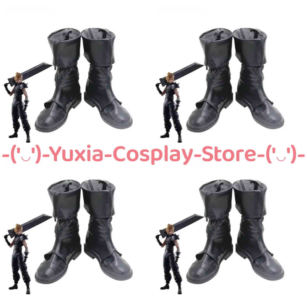 

Yuxiacosplay! FxF VII Cloud Strife Cosplay Shoes Anime Game Character Prop PU Leather Boots Halloween Carnival Party Costume