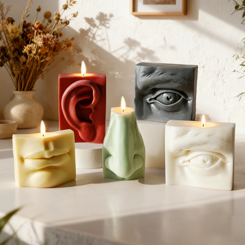 Facial Features Eyes Ear Mouth Nose Silicone Candle Mold Handmade Aroma Plaster Decor Crafts Molds Soap Candle Making Supplies