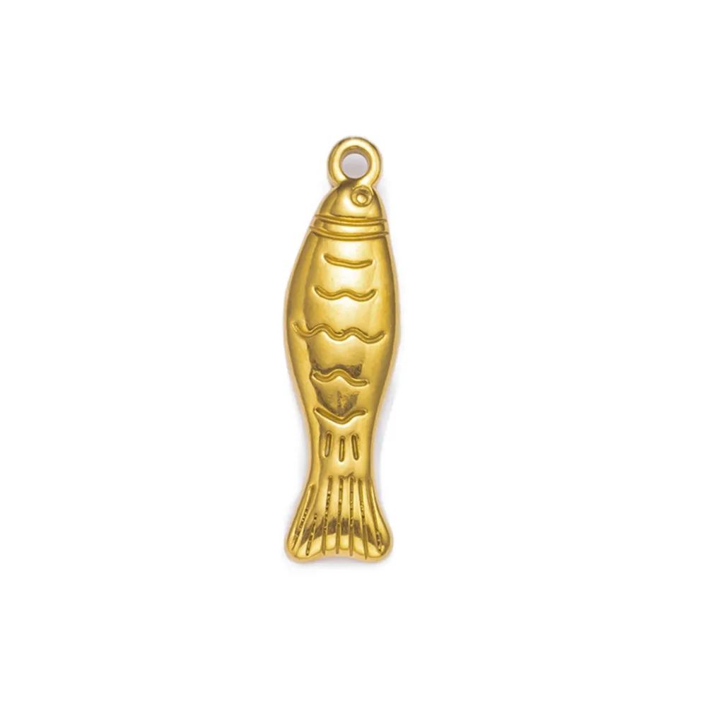 5Pcs Stainless Steel 18K Gold Fish Charms Pendant For DIY Necklace Bracelet Earrings Summer Jewelry Making Supplies Findings view 2