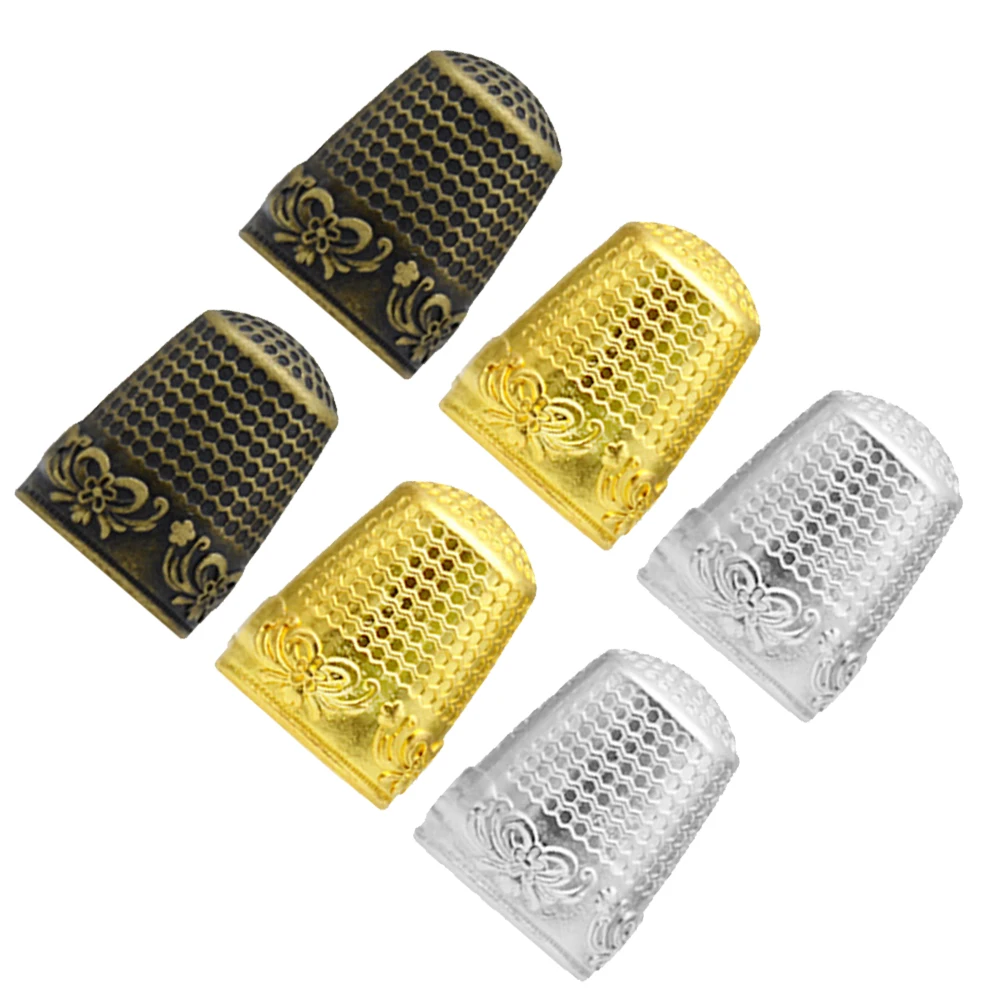 

6 Pcs Copper Thimbles Sewing Finger Protector DIY Craft Tools Fingertip Thimbles Embroidery Needlework Accessories Pin Cushion