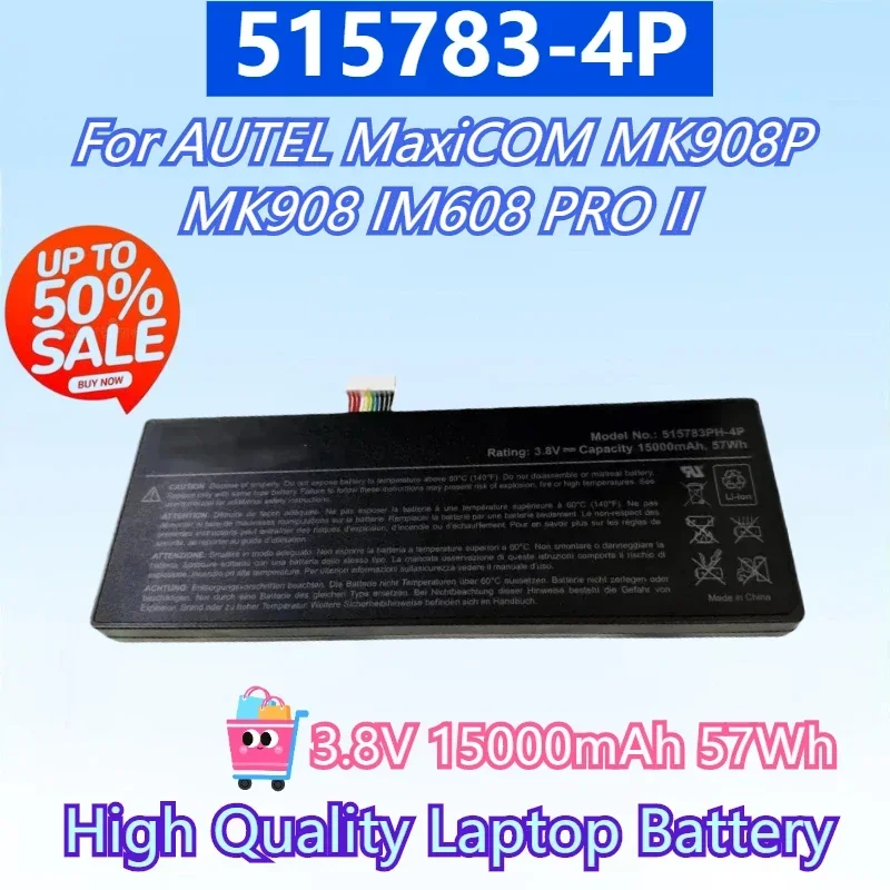 

New 3.8V 15000mAh 57Wh 515783-4P Laptop Battery for AUTEL MaxiCOM MK908P MK908 IM608 PRO II MaxiSys Pro Elite Battery Parts
