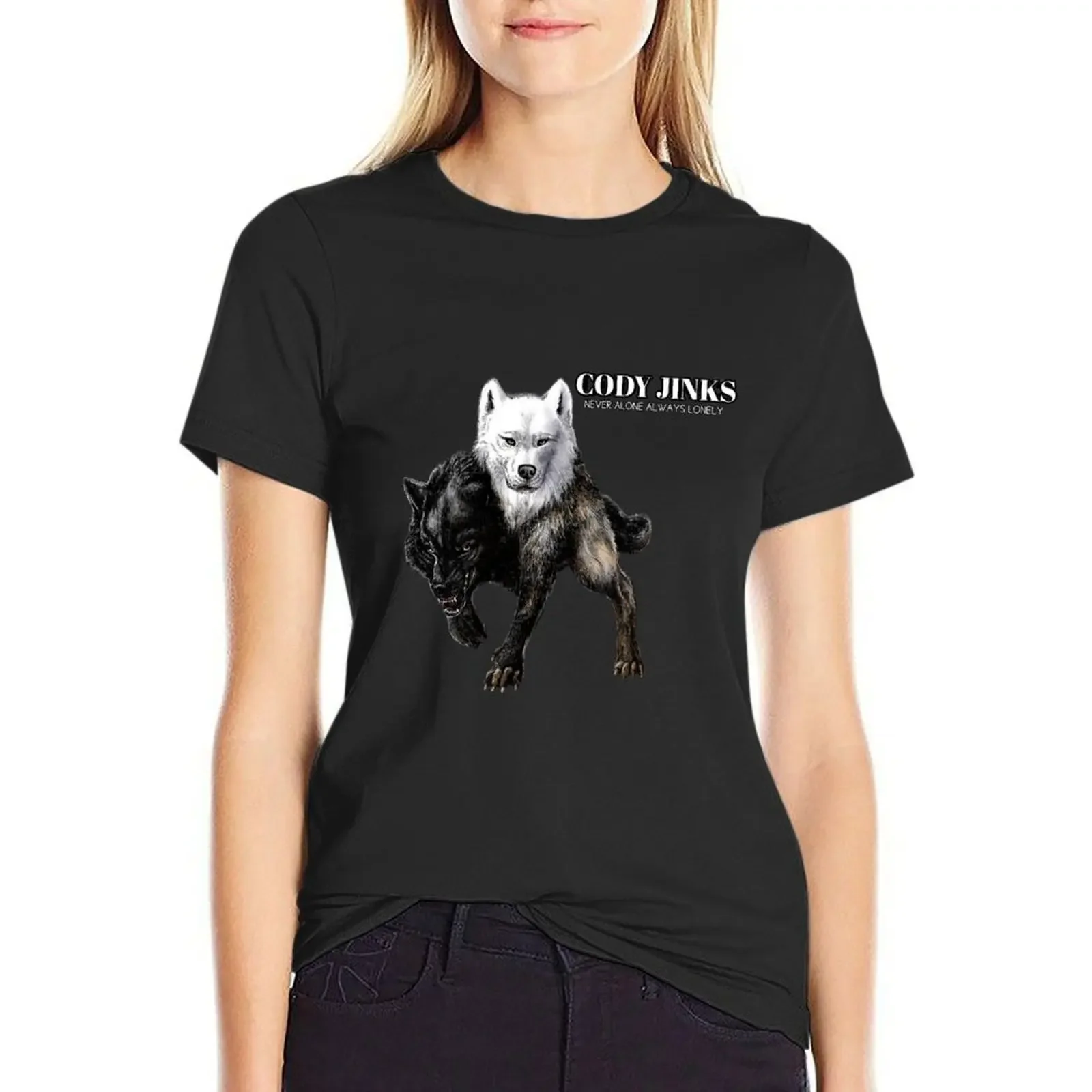 Cody wolf T-Shirt vintage clothes plus size tops lady clothes hippie clothes black t-shirts for Women