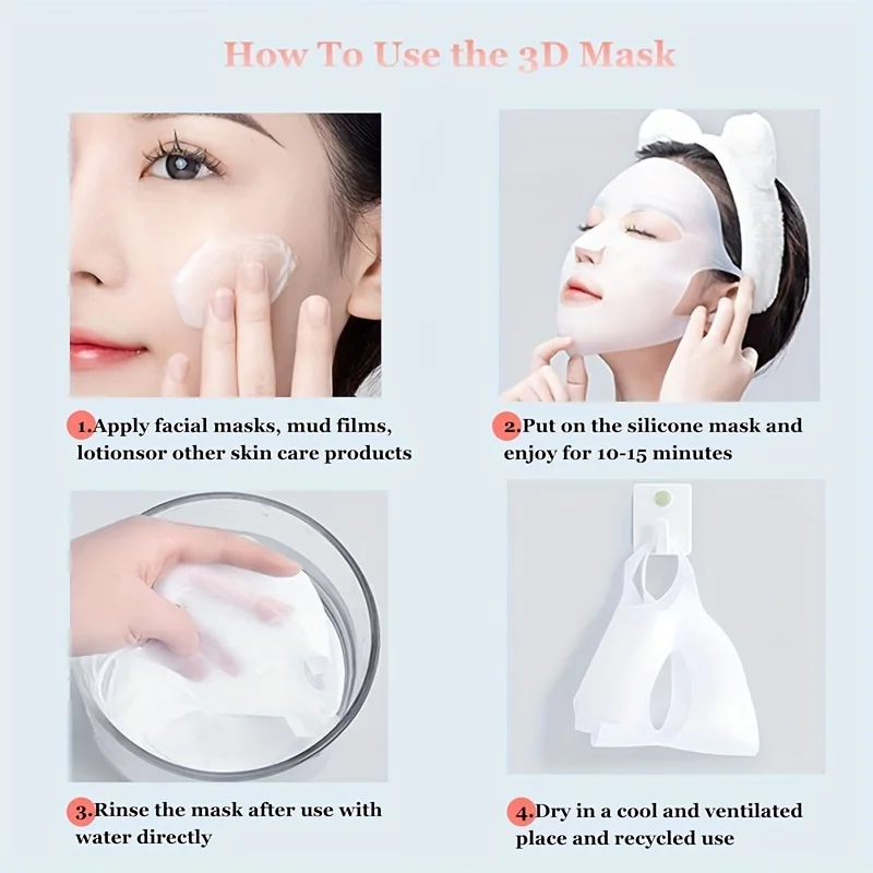 Funda de silicona para mascarilla, mascarilla fija montada en la oreja para hidratar y absorber esencia, herramienta reutilizable para el cuidado facial