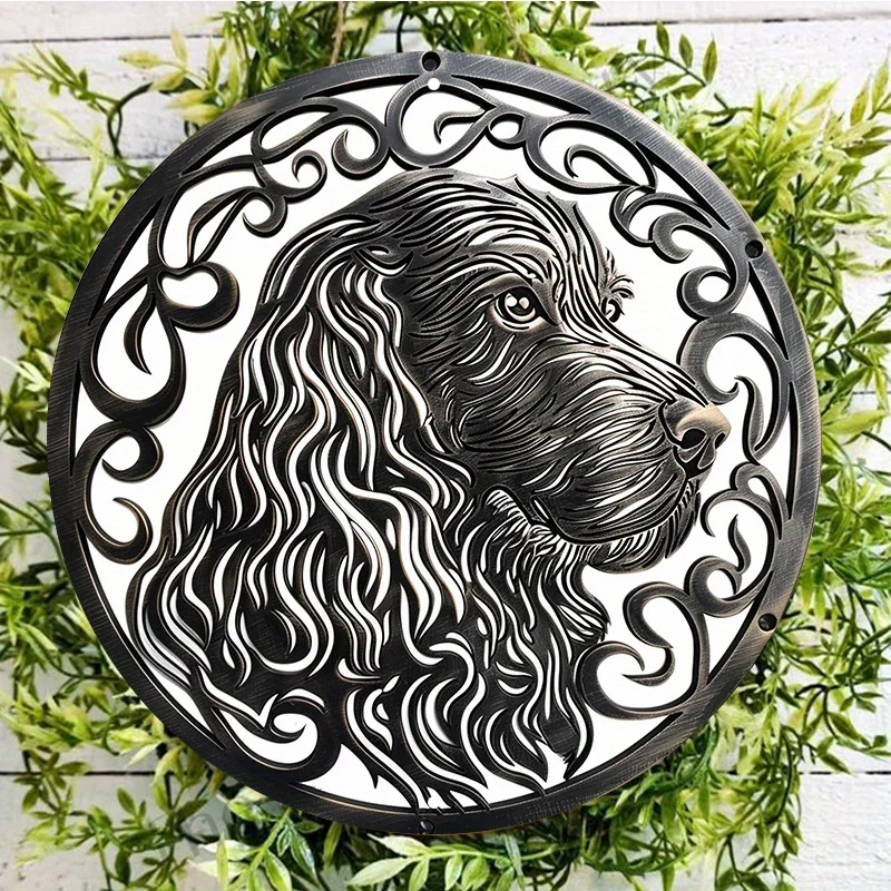 

Round Aluminum Door Hanger, Engraved Metal Sign, Waterproof and Weather Resistant, Wall Decor, Easy Hanging, Cocker Spaniel