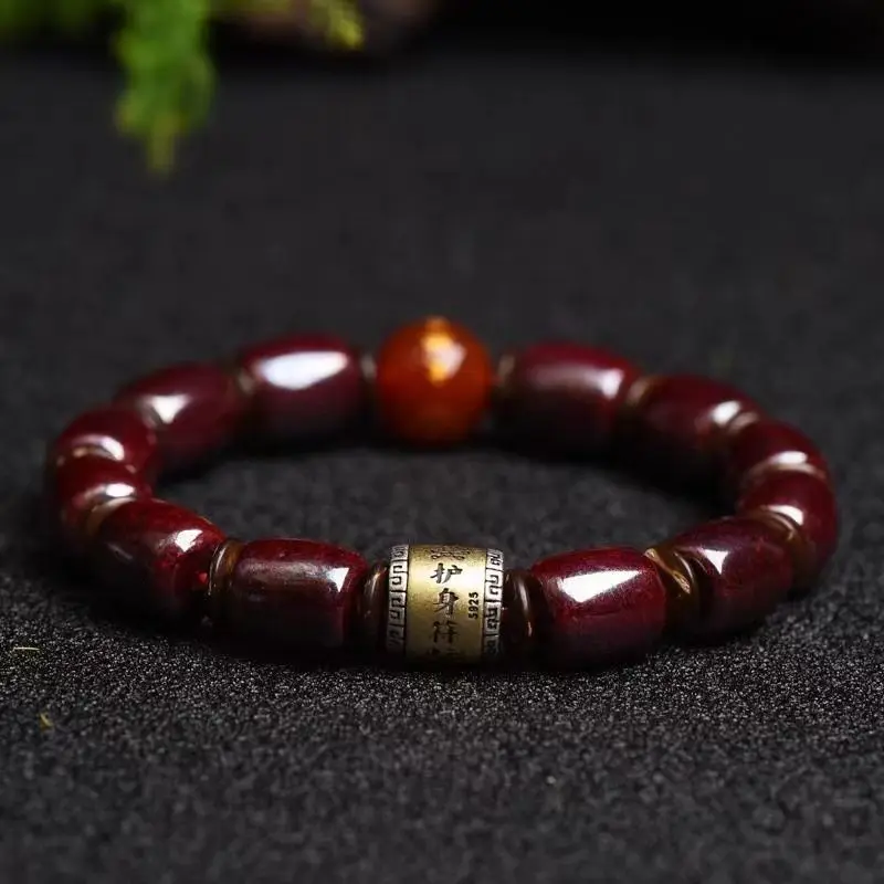 Umq rohes Erz Xiangxi Zinnober echtes Armband rauer Stein Zinnober Buddha glückliche Perlen Armband Paar Geschenk