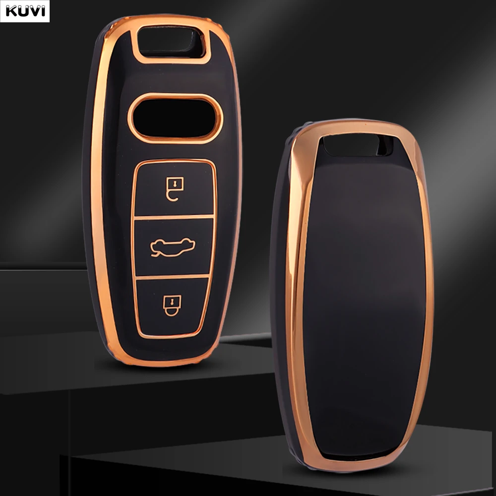 Kuvi Fashion TPU Car Remote Key Case Cover For Audi A3 A4 B9 A6 A7 4K A8 E-tron Q5 Q8 C8 D5 SQ8 Key Protection Bag Accessories