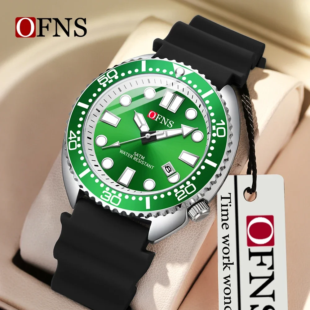 OFNS 8033 Luxury Men's Quartz Watch with Rotating bezel Waterproof Calendar Night Light Watch Fashion Men's Quartz Watch