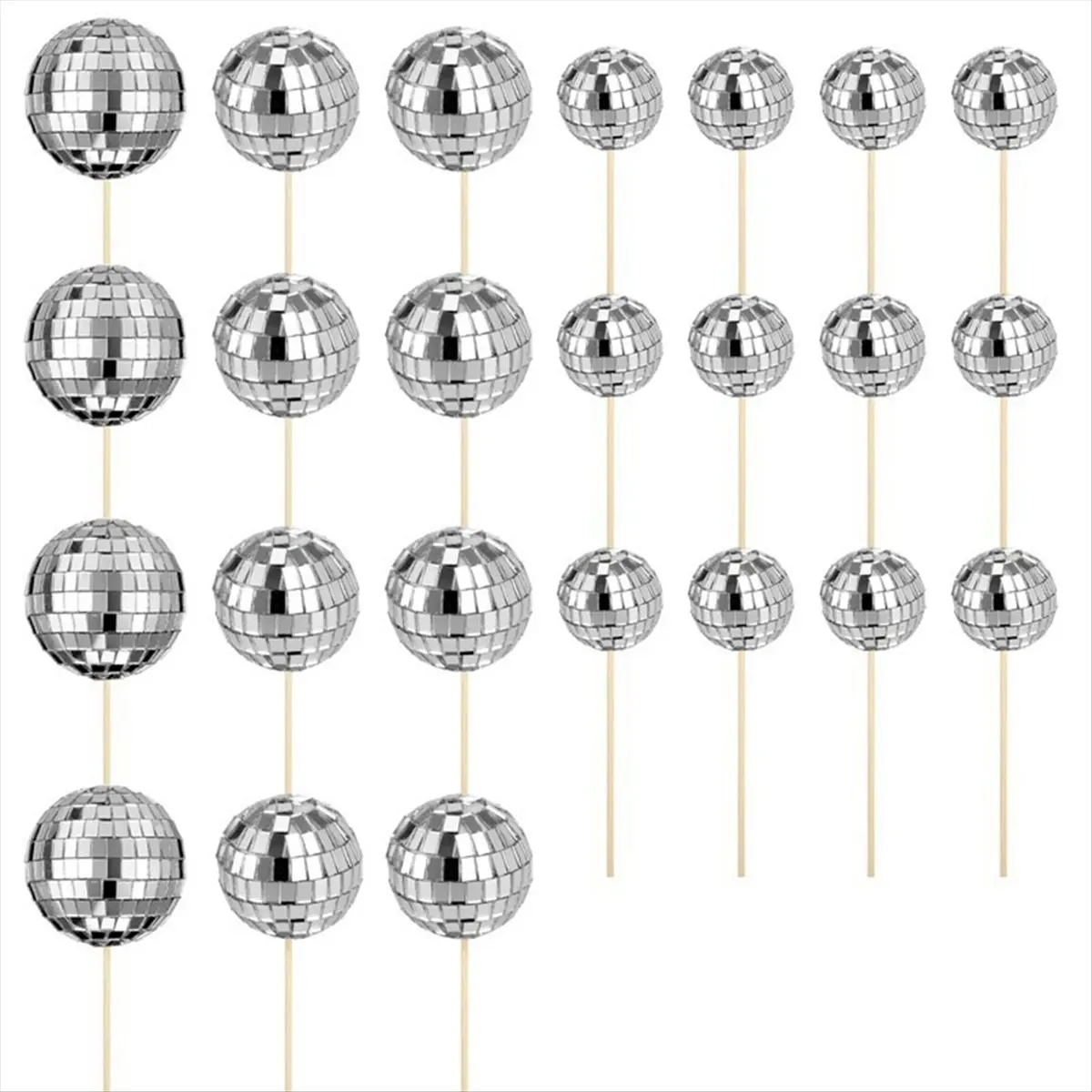 A78I 24Pcs Disco Ball Cupcake Toppers Happy Birthday Cake Topper Disco Ball Cake Picks Theme Cake Decor for Disco Theme Party