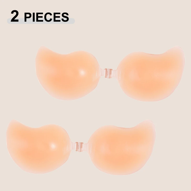 2 Stück/Set Sexy trägerlose, unsichtbare Silikon-Brustpads für Damen, Sommer, Vorderverschluss, selbstklebende Nippelabdeckungen für Frauen