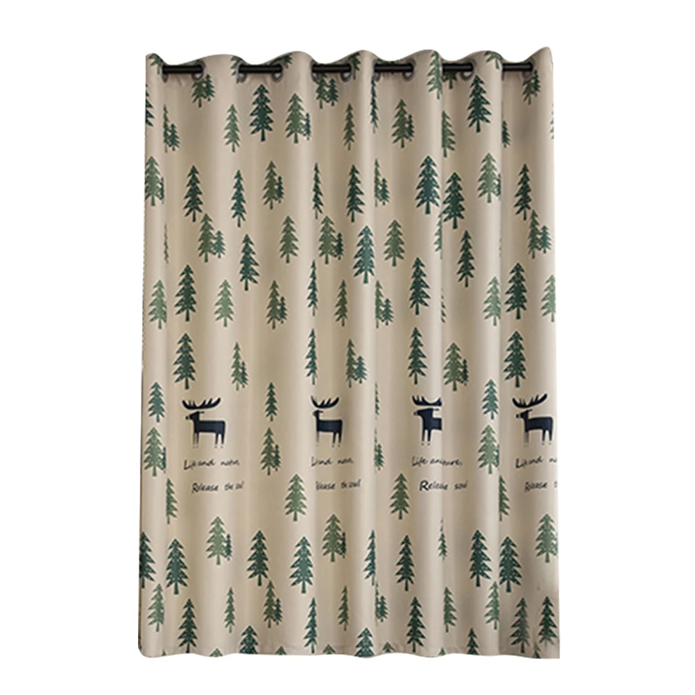 

Elk Printing Curtains Short Blackout Room Darkening Home Grommet Green Window Polyester Fabric 70% 90% Shading Bedroom Living