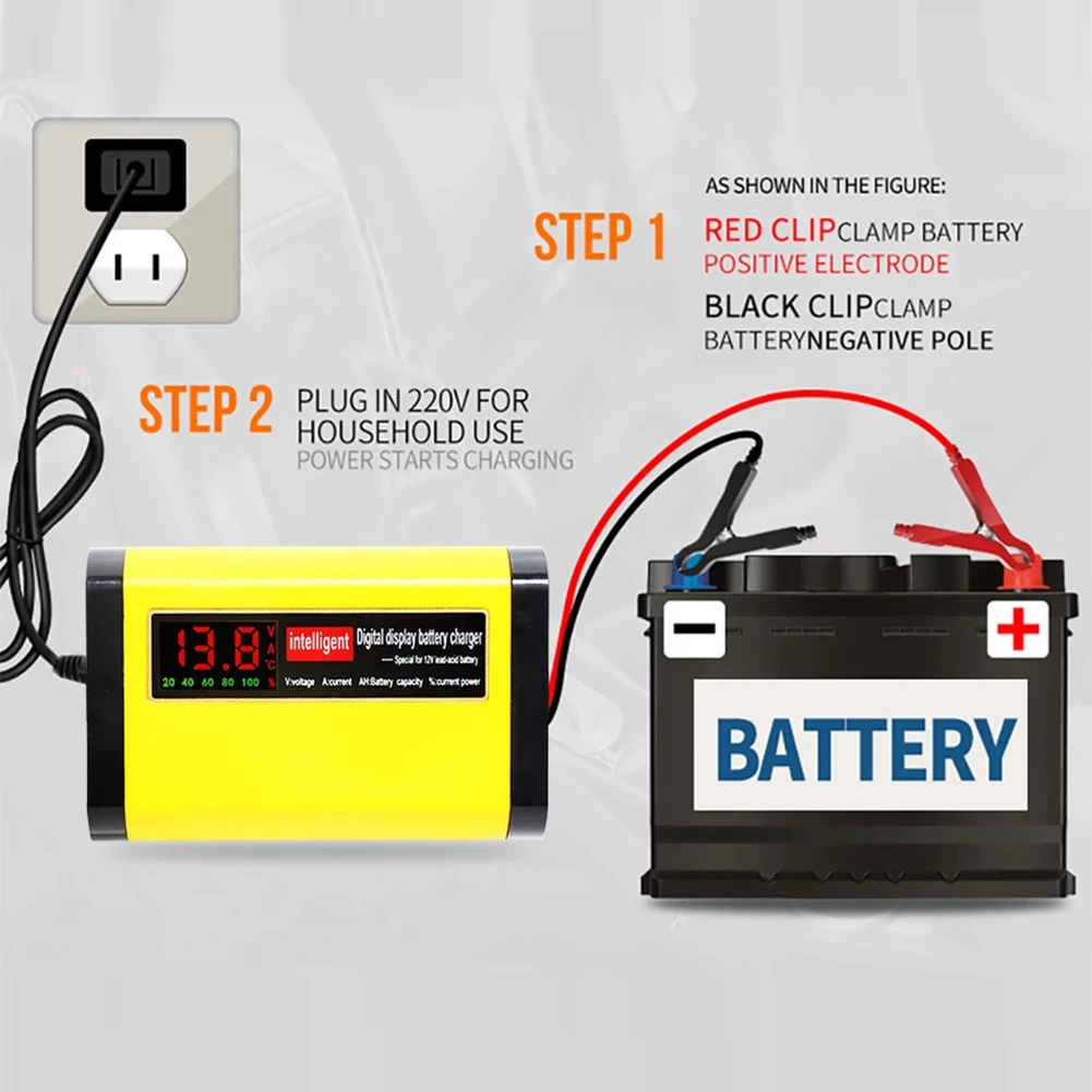 Car Motorcycle Batteries Power Charge Led Display Intelligent Car Motorcycle Battery Charger for Automotive Truck Motorcycle