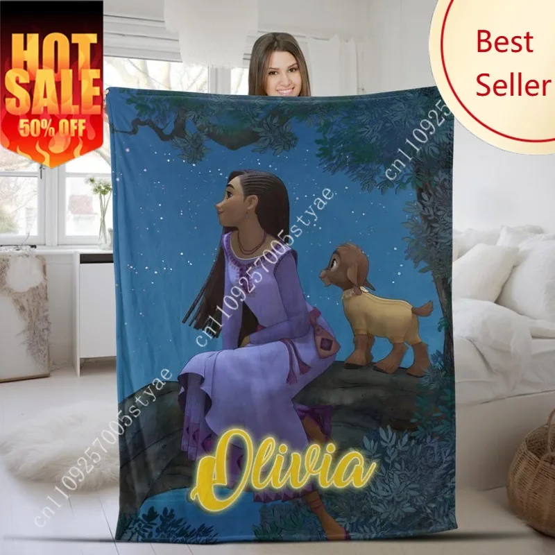 

Wish Asha Blanket Disney Magical Kingdom Cartoon Plush Blanket Soft Indoor Child Holiday Party Boy Girl Gifts Warm Custom Quilt