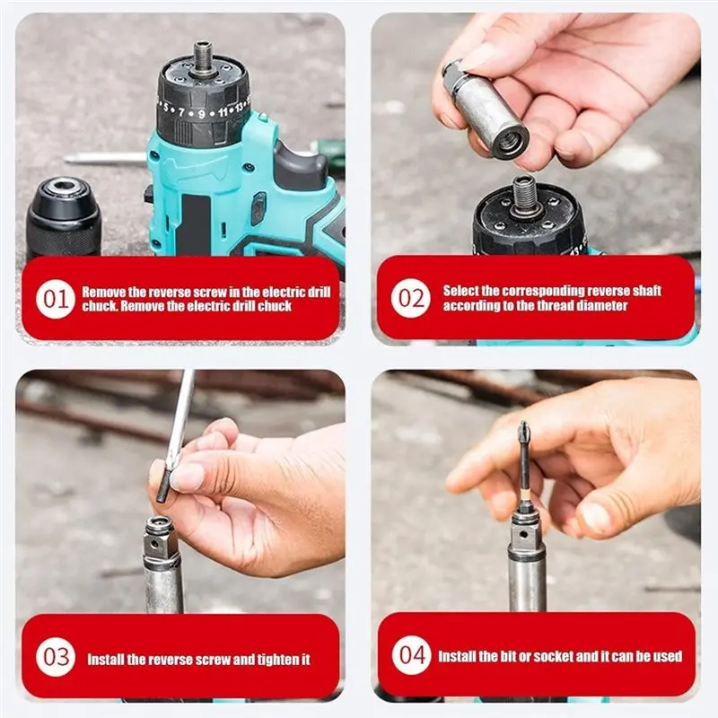 DT16 Inverter Shaft for Electric Screwdriver with Impact-Ready Adapter Heavy-Duty Alloy Extension and Drill Bit Included