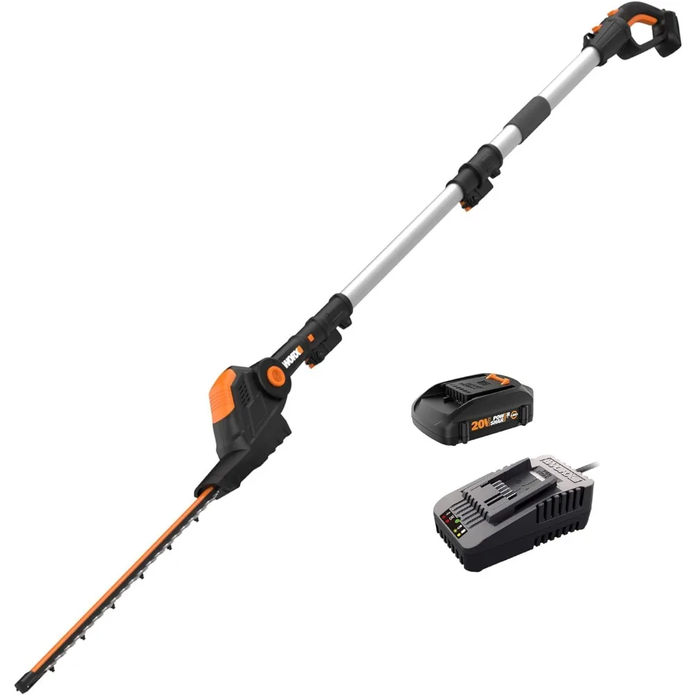 

WG252 20 V 20" Cordless Hedge Trimmer, Reach Up to 12 Inch, Extended Pole, 180° Rotation Head, PowerShare – Battery