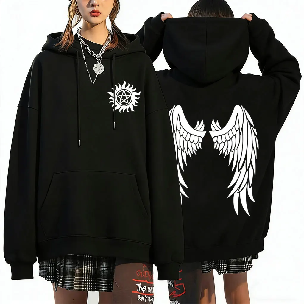 TV Series Supernatural Graphic Print Hoodie Men Women Clothing Gothic Vintage Oversized Pullover Unisex Fashion Cosplay Hoodies