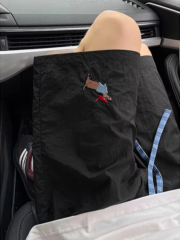 速乾性アメリカンソーセージ犬刺繍ショーツ男性夏のデザインルーズカジュアルワイドレッグビーチカップル 5 クォーターパンツ