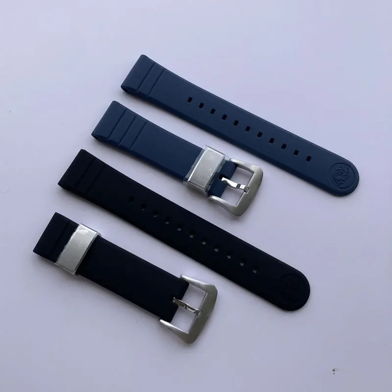 Watch Parts 22mm Width Black/Blue Rubber Watch Band Suitable For Samurai Diver Watch