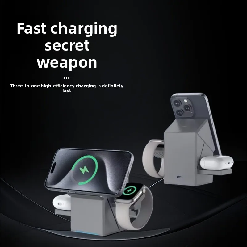 

Geometric Rotation Rubik's Cube 3-in-1 Desktop Wireless Charger FOR magsafe Powerful Magnetic Wireless 15w