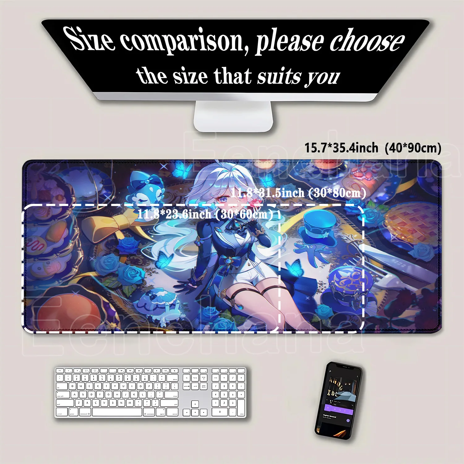 Anime Girl Furina HD Printing Genshin Impact XXL Mousepad Office Accessorie Desk Mat Keyboard Mouse Pad Mice Mat Non-slip Carpet view 4
