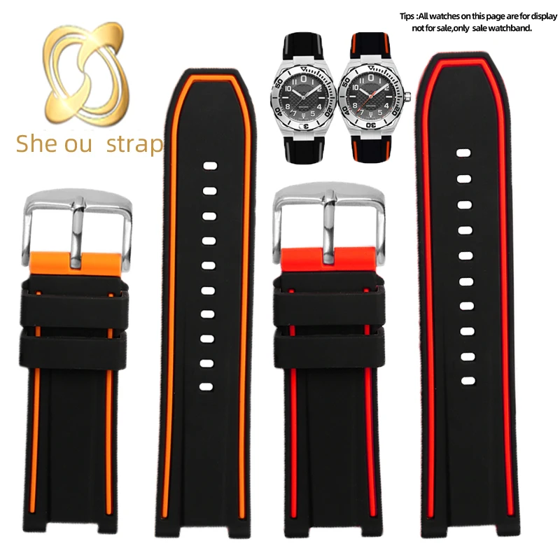 26MM Silicone Watch Band For Hamilton KHAKI NAVY H78716983/78615335 Watchstrap Modify Concave Joint  Men's Watch Accessories