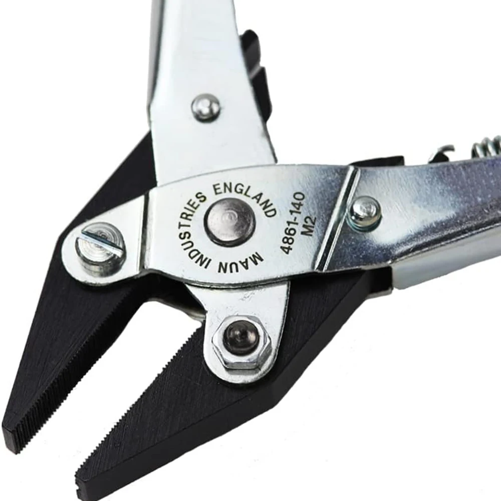 MAUN Jewelers Parallel Plier 140mm Flat Nose Serrated V Slot Jaw With Return Spring for Wire Straightening & Fastener Taking Out