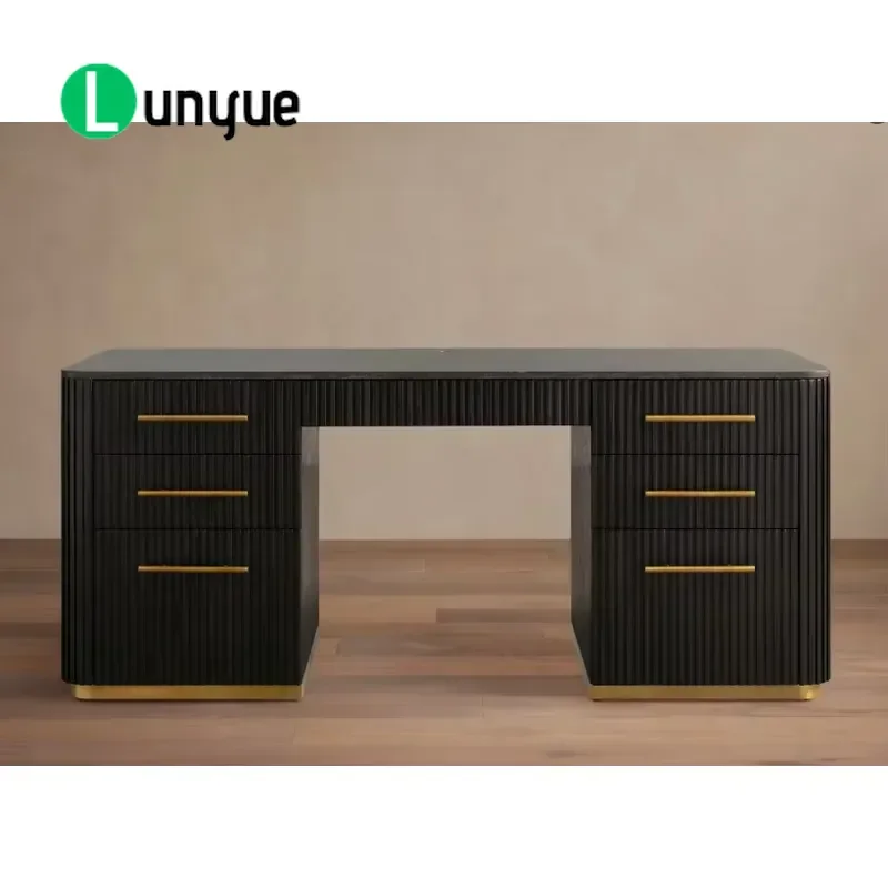 Ergonomic Adjustable Desk Drawers Mixed Material Brass Hardware Cable Management Mortise Tenon Durable Office Furniture