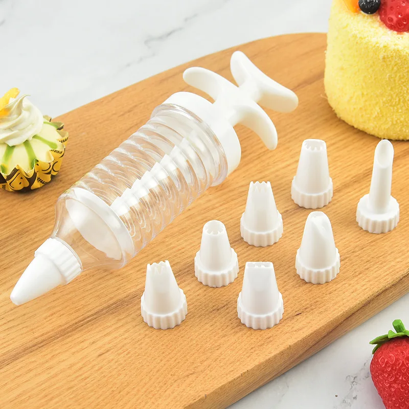 Plastic Baking DIY Cake Airbrush Gun Buttercream Dessert Decorators Tools Cookie Cutter with 7 Flower Piece Kitchen Accessories