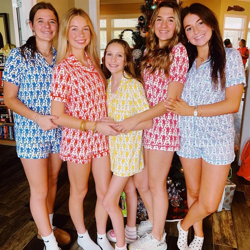 

2024 Monkey Print Casual Pajama Set Women's Long Sve ort Pants Comfortable Breathable Spwear Summer Home Clothes