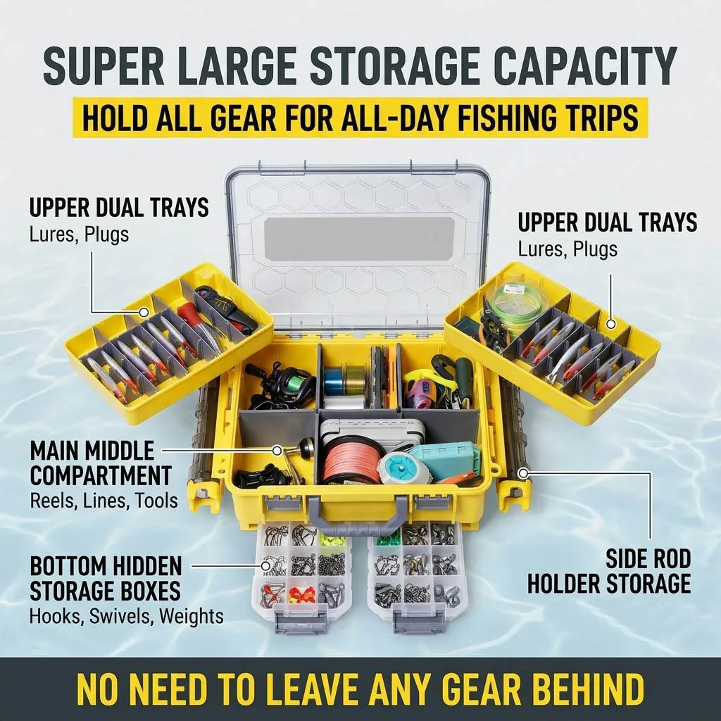 SAMOLLA Fishing Tackle Box Large Capacity Multi-functional Portable Waterproof Bait Accessories Outdoor Camping Storage Box