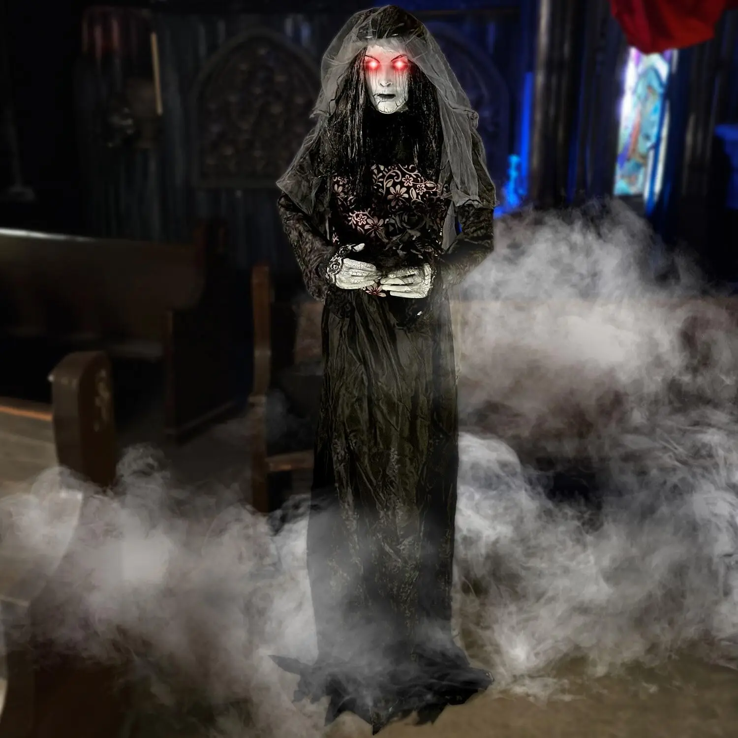 

Rising Ghost Bride by Tekky, Battery-Operated, Sound Activated Animatronic with Sound Effects and Lights for Indoor