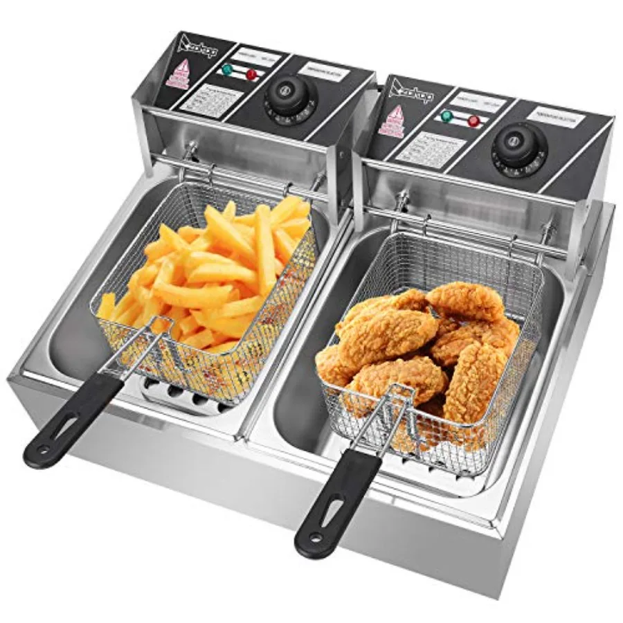 

12L Commercial Electric Countertop Stainless Steel Deep Fryer Basket for French Fries Restaurant and Home Kitchen Use Durable S