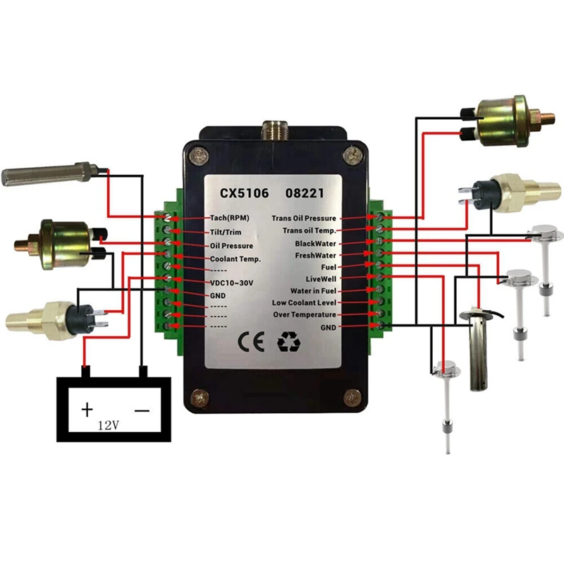 

1 PCS NMEA2000/ N2K Converter 0-190Ohms Up To 13 Sensor Black For Marine Boat CX5106