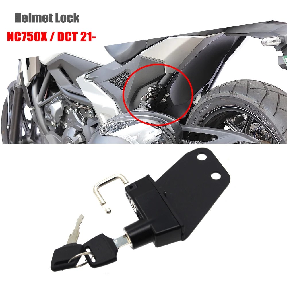 

Motorcycle For Honda NC750 NC 750X DCT 2021 2022 2023 Helmet Lock Kit Mount Hook Side Security Anti-theft with 2 Keys NC750X