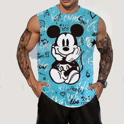 Mickey Brand Boys Summer Harajuku Street Anime Casual Versatile Disney New Fashion Men's Round Neck Sleeveless T-shirt