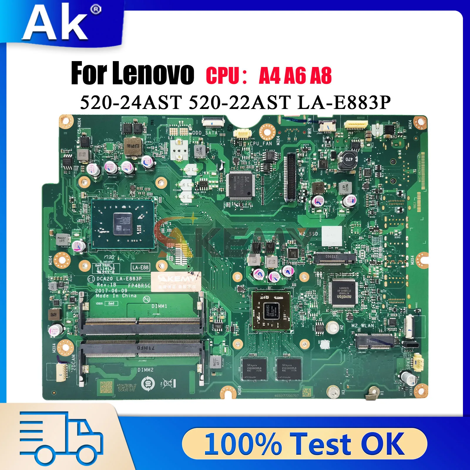 

LA-E883P для Lenovo AIO 520-24AST с материнской платой процессора EM9010 AM9120, 100% протестировано, ОК