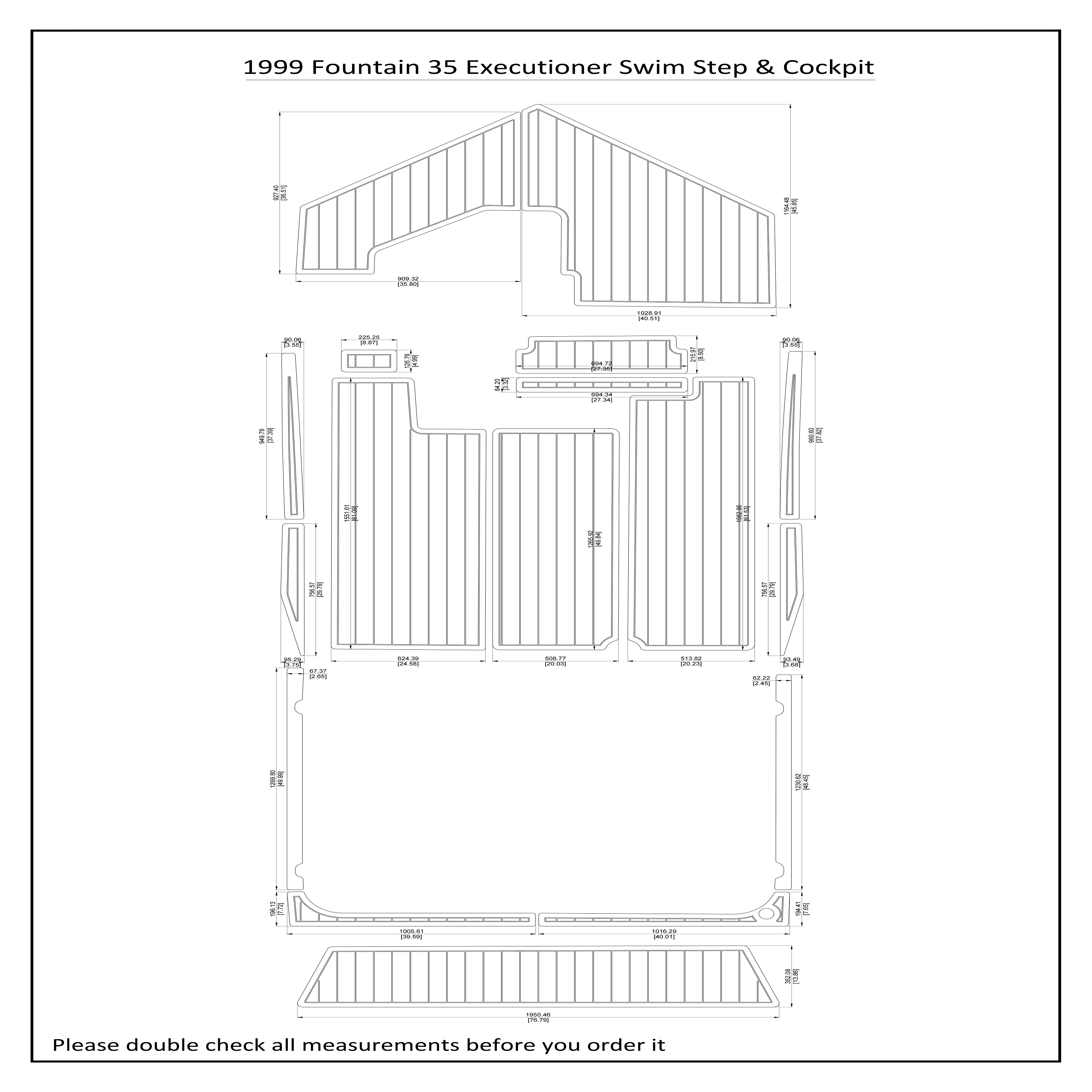 

1999 Fountain 35 Executioner Swim Step Cockpit Boat EVA Faux Teak Deck Floor Pad