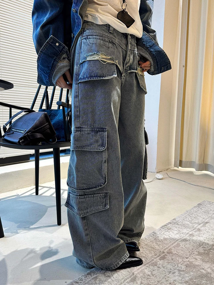 FANAN Fashion Streetwear Jeans For Women High Waist Washed Straight Loose Denim Pants Vintage Clothing Female 2026 Spring New