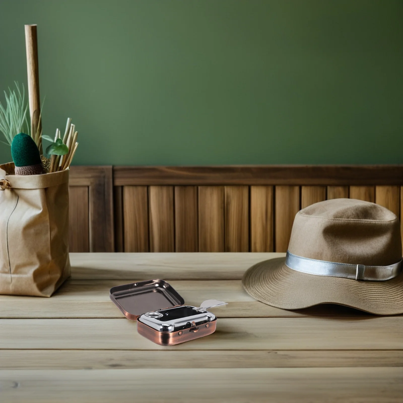 

Portable Ashtray Compact Windproof Metal Rectangular Box For Travel Camping Outdoor Home Office Cigarette Snuffer Smoking