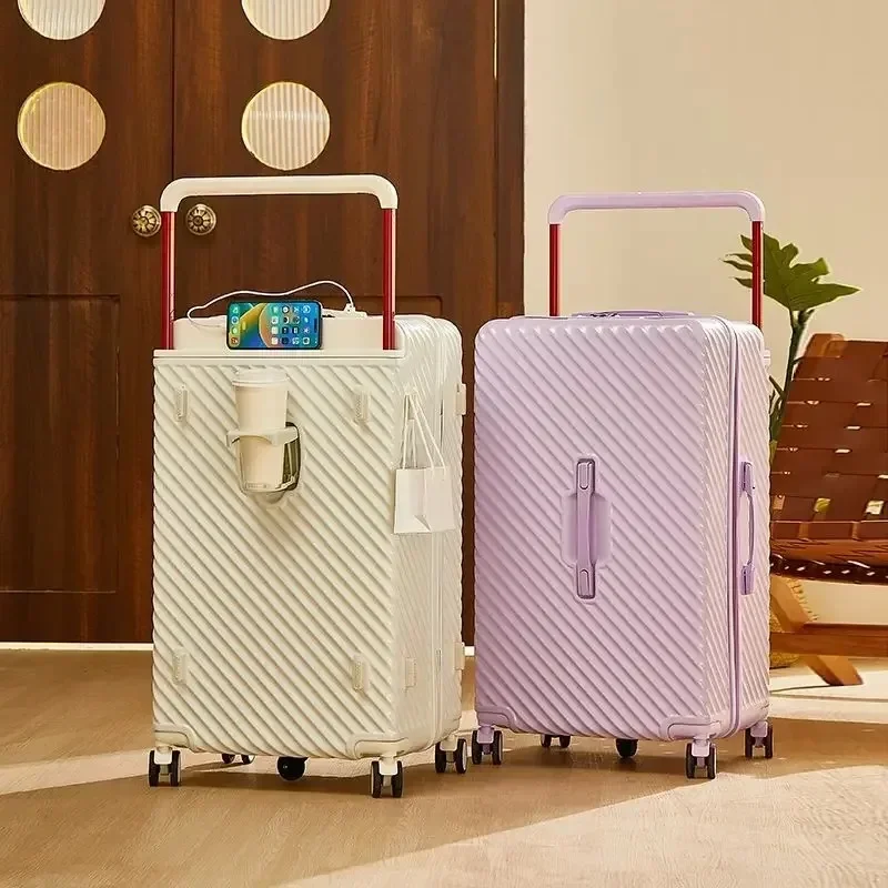 New Large Capacity Carry on Luggage Wide Handle Shell Suitcases with Five Spinner Wheels Rolling Thickening Travel Suitcase