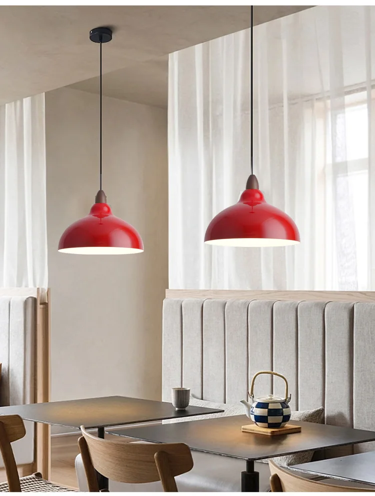 American Retro Red Pendant Lamp Led E27 Industrial Style Lighting Hot Pot Barbecue Modern Iron Art Restaurant Decor Lighting