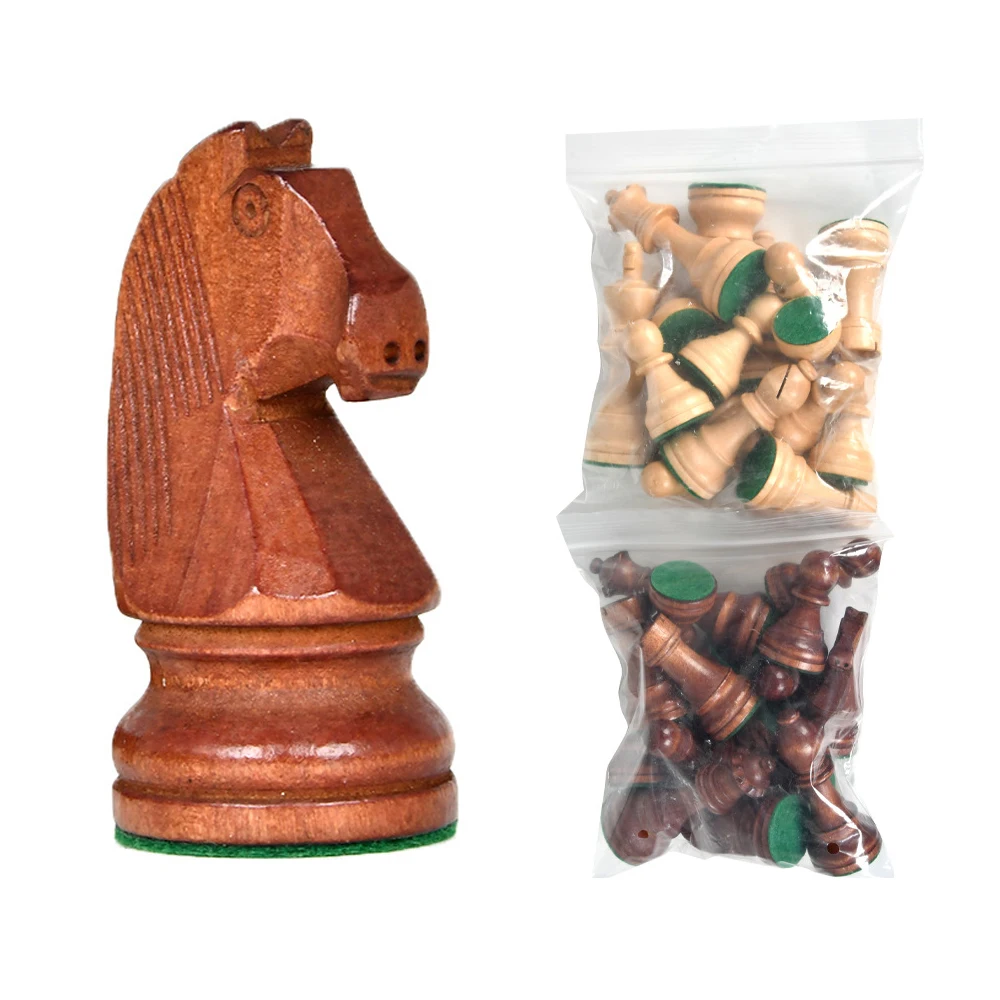 Wooden Chess Pieces of King Heavy Weighted, Tournament Chessmen with 2 Extra Queens, Board Game or Replaceme, 3.75in, 32PCs