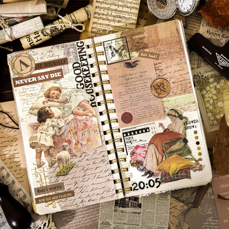 

Бумага Mr, 4-стильная коллекция «Песочные часы Moon Shadow», винтажная бумага из материала, винтажные канцелярские наклейки