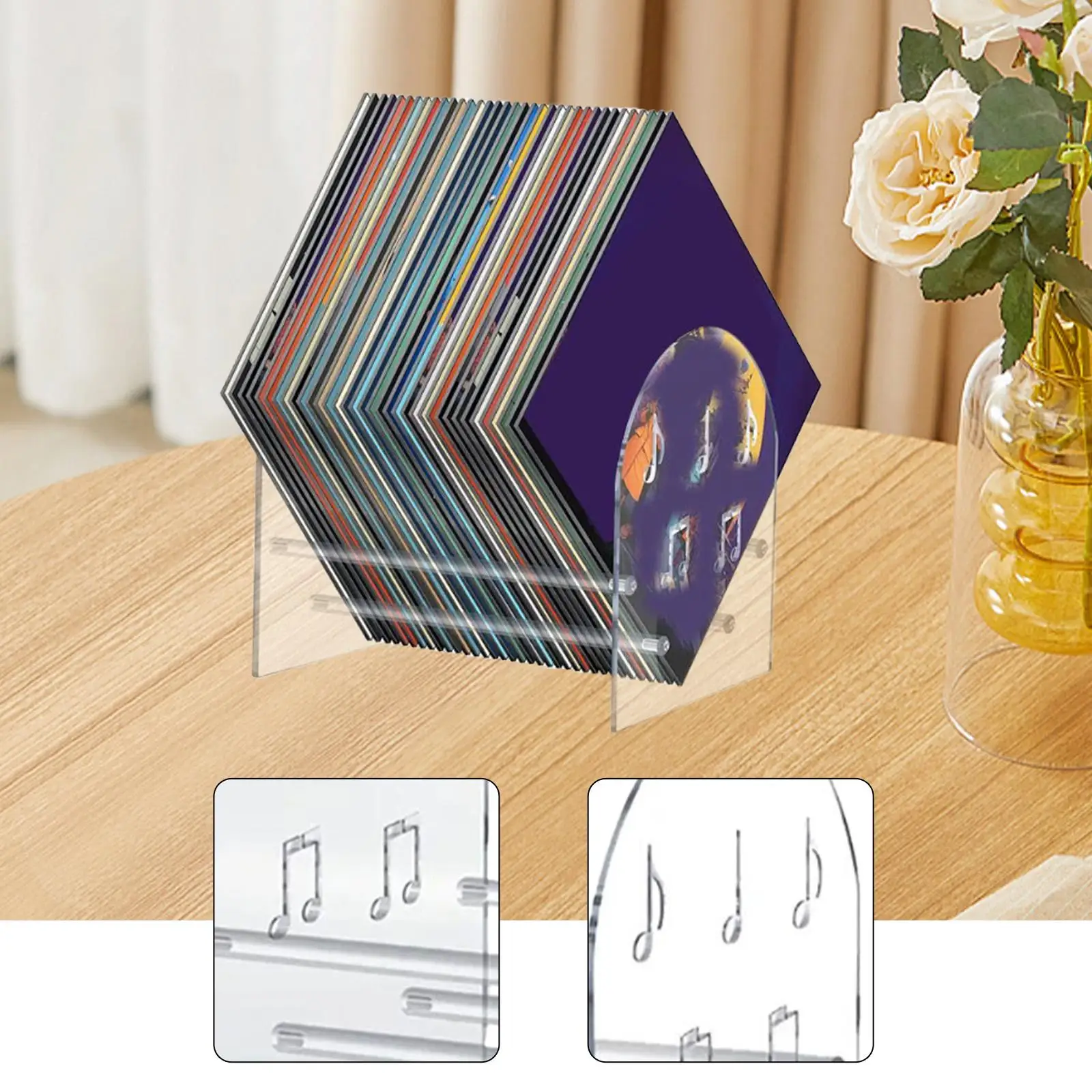 

Vinyl Record Storage Rack, Multifunctional, Acrylic, Easy to Assemble, Clear Vinyl Record Storage Holder for DVD Magazines