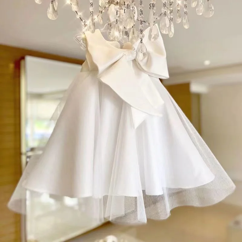 Girls\' Formal Dress Korean Version Of Baby Girl\'s Birthday Dress Piano Runway Show High-end Western-style Princess Veil Dress